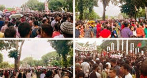 শহীদ মিনার থেকে শাহবাগ পর্যন্ত আন্দোলনকারীদের মিছিল