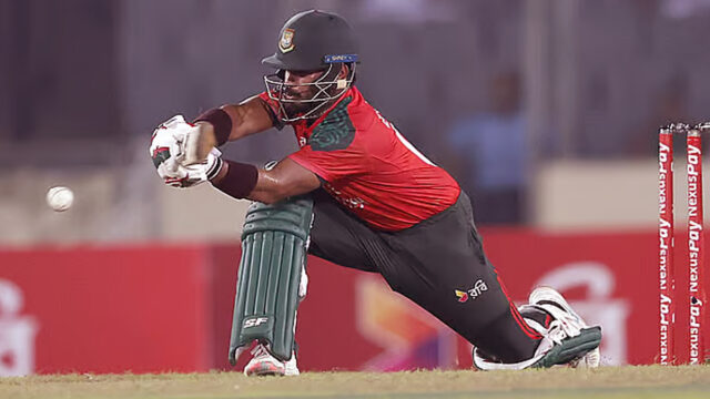 Parvez Hossain Emon Plays A Shot Against Pakistan