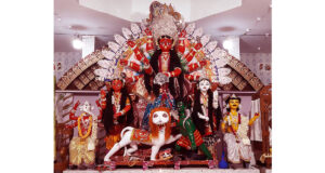 মৌলভীবাজারের পাঁচগাঁওয়ে ‘লাল দুর্গা’ পূজার ৩ শতক