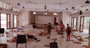 ভাঙ্গা উপজেলা পরিষদের প্রায় প্রতিটি কক্ষে হামলাকারীরা ধ্বংসের চিহ্ন রেখে গেছে