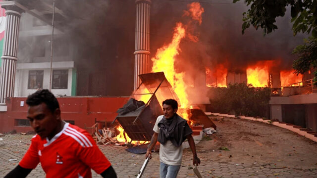 Nepal Protesters Set Fire